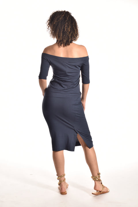 Matisse-Straight knee length skirt with slit