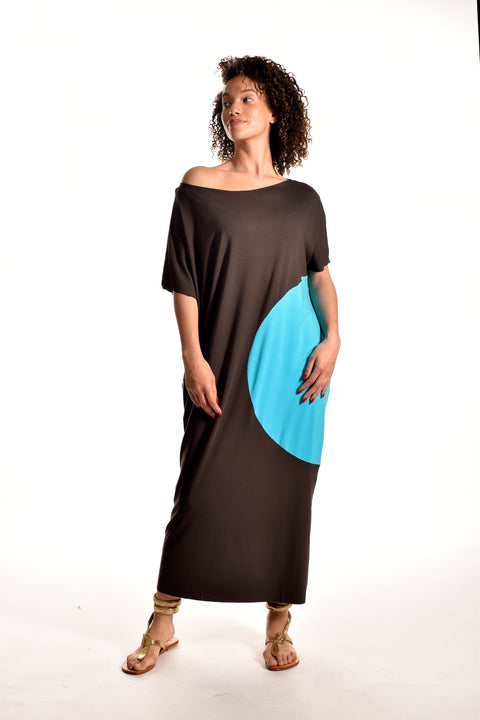 Monet-Oversized dress with short sleeves