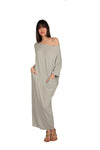 Paradis Light grey long oversized dress/Lang oversized kleed/Robe longue oversized