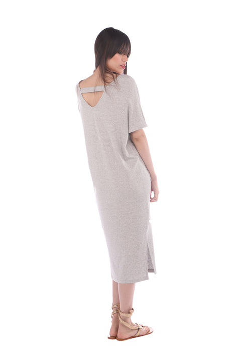 Bergman Light grey double v-neck dress-sale