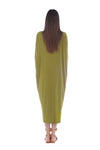 Green, a green oversized v-neck2 slits long dress
